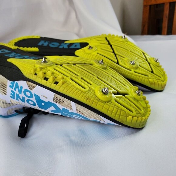 Hoka One One Mens 11.5 M Rocket Track Spikes MD Middle Distance White/Yellow - Picture 7 of 13